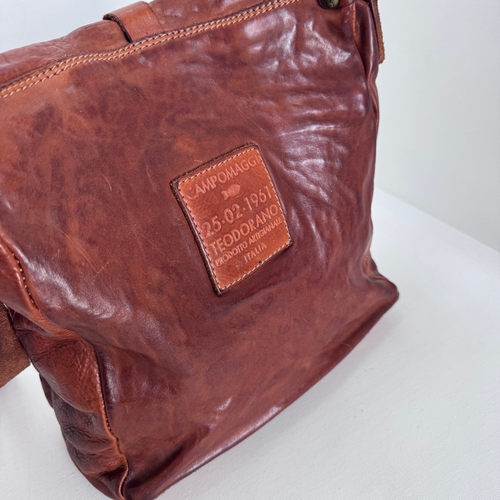 Campomaggi Italian Leather Messenger Crossbody Bag Distressed Made in Italy - Picture 16 of 16